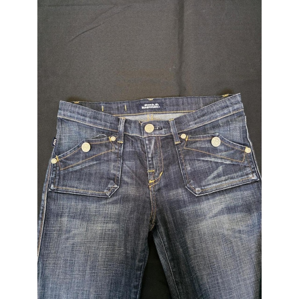 Rock & Republic Suzie Dark Wash Bootcut Flare Square Pocket Jeans Size 29 X 31